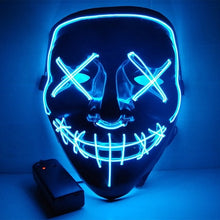 Load image into Gallery viewer, Halloween Neon LED Mask Party Costume Purge Masks Election Cosplay Costume Led DJ Party Light Up Mascara Glow In Dark 42 Colors