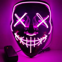 Load image into Gallery viewer, Halloween Neon LED Mask Party Costume Purge Masks Election Cosplay Costume Led DJ Party Light Up Mascara Glow In Dark 42 Colors