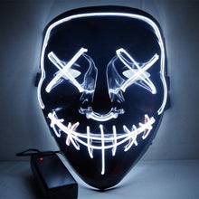 Load image into Gallery viewer, Halloween Neon LED Mask Party Costume Purge Masks Election Cosplay Costume Led DJ Party Light Up Mascara Glow In Dark 42 Colors