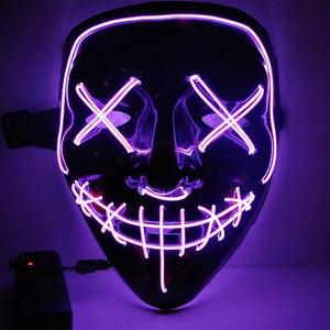 Halloween Neon LED Mask Party Costume Purge Masks Election Cosplay Costume Led DJ Party Light Up Mascara Glow In Dark 42 Colors