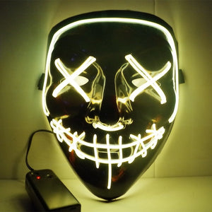 Halloween Neon LED Mask Party Costume Purge Masks Election Cosplay Costume Led DJ Party Light Up Mascara Glow In Dark 42 Colors