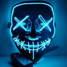 Load image into Gallery viewer, Halloween Neon LED Mask Party Costume Purge Masks Election Cosplay Costume Led DJ Party Light Up Mascara Glow In Dark 42 Colors