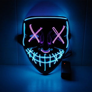 Halloween Neon LED Mask Party Costume Purge Masks Election Cosplay Costume Led DJ Party Light Up Mascara Glow In Dark 42 Colors