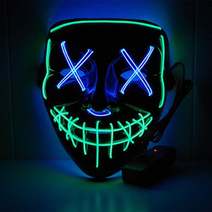 Halloween Neon LED Mask Party Costume Purge Masks Election Cosplay Costume Led DJ Party Light Up Mascara Glow In Dark 42 Colors