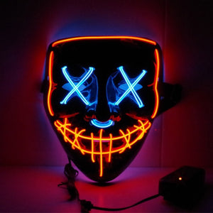 Halloween Neon LED Mask Party Costume Purge Masks Election Cosplay Costume Led DJ Party Light Up Mascara Glow In Dark 42 Colors