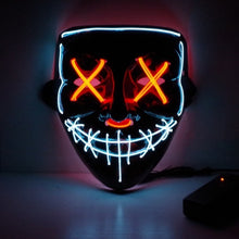 Load image into Gallery viewer, Halloween Neon LED Mask Party Costume Purge Masks Election Cosplay Costume Led DJ Party Light Up Mascara Glow In Dark 42 Colors